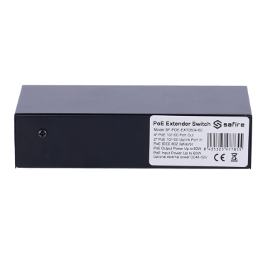 Safire Indoor POE extender Switch | Uitgebreid POE-bereik | 4 PoE-poort(en) + 2 Uplink-poort(en) | IEEE 802.3 af/at/bt | Maximaal uitgangsvermogen 60 W | 10/100 Mbps-poorten