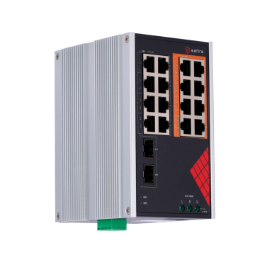 Safire Industriële Switch AC 90~264V | 16 Gigabit-poorten + 2 Gigabit SFP's | 6 PoE+ 30W-poorten + 2 Hi-PoE 60W-poorten | PoE-watchdog | Tot 130 W totaal PoE-vermogen | Installatie op DIN-rail