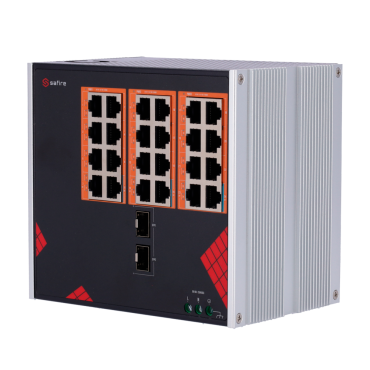 Safire Industrial Switch  | AC Power 90~264V | 24 Gigabit + 2 Gigabit SFP ports | 18 PoE+ Ports 30W + 6 Hi-PoE Ports 60W | PoE Watchdog | Up to 390W Total PoE Power | DIN rail installation