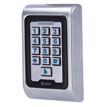 Standalone access control - EM card and PIN access - 2 relay outputs, push button, sensor and doorbell - Wiegand 26 - Time control - Suitable for exterior IP68