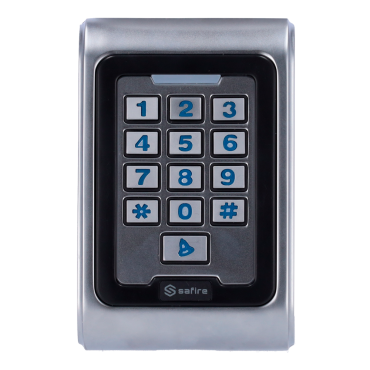 Standalone access control - EM card and PIN access - 2 relay outputs, push button, sensor and doorbell - Wiegand 26 - Time control - Suitable for exterior IP68