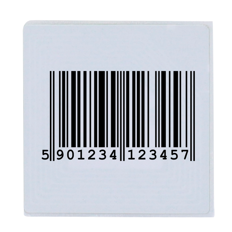 Electronic anti-theft protection EAS - RF technology 8.2 MHz - Soft label with sticker - Dimensions: 40 (W) x 40 (H) mm - Compatible with RF antennas - Suitable for all types of businesses