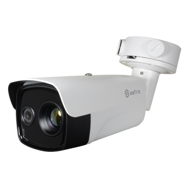 Dual IP Bullet Safire Thermal Camera - 384x288 VOx | 35mm Lens - Optical sensor 1/2.7” 4MP | Lens 14.8mm - Thermal sensitivity ≤35mK - Fire detection and alarm - Temperature measurement range -20~150ºC / ± 8ºC
