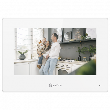 Safire video door entry monitor - 7" TFT screen - two-way audio - TCP/IP, Wi-Fi, SIP - microSD card slot up to 32 GB - Surface mount | White