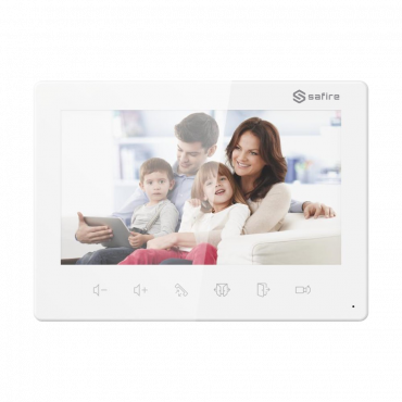Safire video door entry monitor - 7" TFT screen - two-way audio - 2-wire analog - touch panel - Surface mount | White