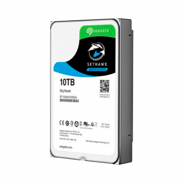 Seagate Skyhawk Hard Drive - Capacity 10 TB - SATA interface 6 GB/s - Up to 32 transmissions of artificial intelligence - Model ST10000VE0008 - Network Video Recorder (NVR) Special