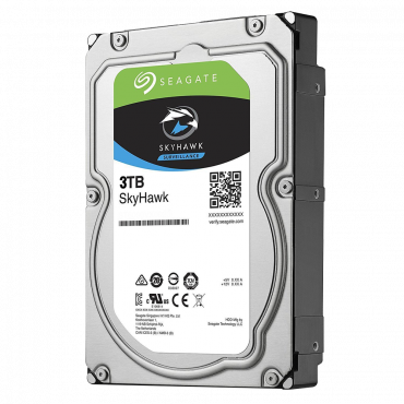 Seagate Skyhawk Hard Drive - Capacity 3 TB - SATA interface 6 GB/s - Model ST3000VX006 - Especially for Video Recorders - Loose or installed in DVR