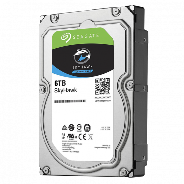 Seagate Skyhawk Hard Drive - Capacity 6 TB - SATA interface 6 GB/s - Model ST6000VX0001 - Especially for Video Recorders - Loose or installed in DVR