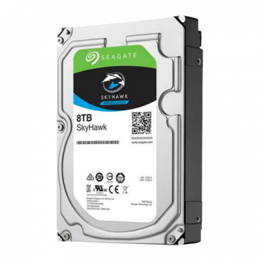 Seagate Skyhawk Hard Drive - Capacity 8 TB - SATA interface 6 GB/s - Model STST8000VX004 - Especially for Video Recorders - Loose or installed in DVR