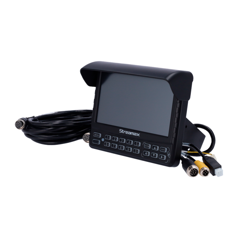 Streamax | CP4 Kit / 7" touch screen Monitor  | 800x400 Resolution | Integrated loudspeakers | Compatible with Streamax recorders | Suitable for vehicle embarkation | Mouting stand and wiring included