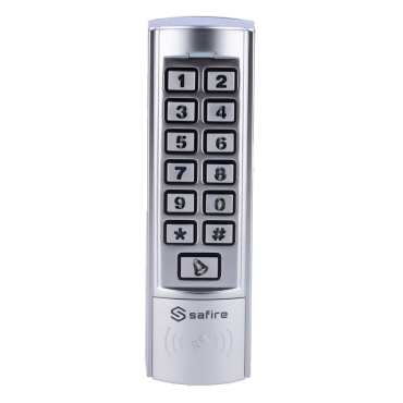 Standalone access control - Access with keyboard and RFID - Relay output, for alarm and doorbell - Wiegand 26 | Input for Reader - Compact design for frames - Suitable for exterior IP68