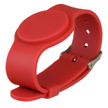 Proximity bracelet - Identification by radio-frequency - Passive RFID EM | maximum security - Frequency 125 KHz - Red - Adjustable strap