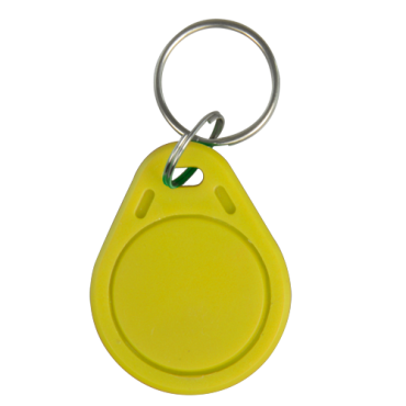 Proximitytag met sleutelhanger | Identificatie via radiofrequentie | Passieve EM: Kleur geel | Lage frequentie 125 kHz | Licht en draagbaar | Maximale veiligheid