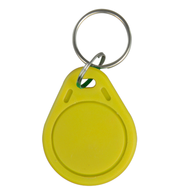 Proximity tag with key ring |  Identification by radio-frequency | Passive EM : Color yellow | Low frequency 125 kHz | Light & portable |  Maximum security