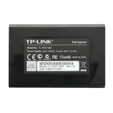 TP-Link - PoE injector - Input/Output RJ45 10/100/1000 Mbps - Power 15.4 W - Maximum distance 100 m - PoE IEEE802.3af - Stabilized and protected