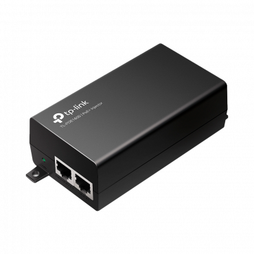 TP-Link - PoE-injector - Ingang/uitgang RJ45 10/100/1000 Mbps - Vermogen 30 W - Maximale afstand 100 m - PoE/PoE+ IEEE802.3af/at - Gestabiliseerd en beschermd