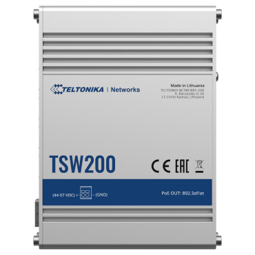 Teltonika Industrial Onbeheersbare PoE industriële switch | 8 Ethernet RJ45 Gigabit + 2 SFP Gigabit-poorten | 8 Ethernet PoE+-poorten 802.3af/at | Tot 30 W per PoE-poort | Tot 240 W PoE-vermogen | Robuuste aluminium behuizing