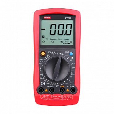 MT-AUTOMOBILEMULTI-UT107: Special digital multimeter for automobiles - LCD display of up to 2000 counts - DC and AC voltage measurement up to 1000V - DC current measurement up to 10A - High AC accuracy with True RMS function