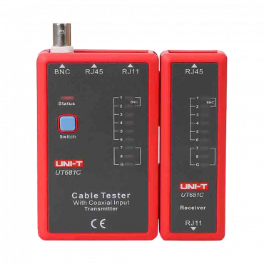 MT-CABLE-UT681C: Cable tester - Cable status check RJ45/RJ11/BNC - Testing fast mode and slow mode - Automatic shutdown