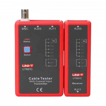 Cable tester - Cable status check RJ45/RJ11/BNC - Testing fast mode and slow mode - Automatic shutdown