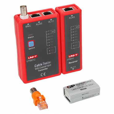 Cable tester - Cable status check RJ45/RJ11/BNC - Testing fast mode and slow mode - Automatic shutdown