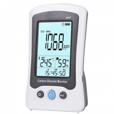 Temperature and humidity meter from CO2 - user-programmable visual and audible alarm - Maximum / minimum / average value register - Measurement range from CO2 400~5000 ppm - Time-weighted average calculation