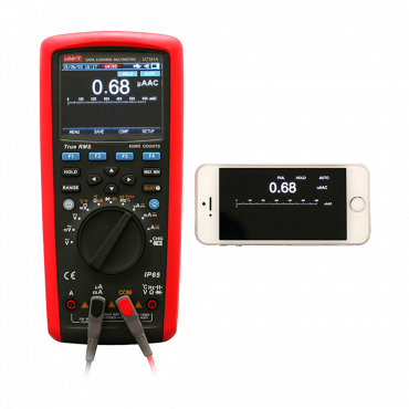 True RMS Datalogging Multimeter - TFT-LCD display up to 60000 accounts - DC and AC voltage measurement up to 1000V - DC and AC current measurement up to 10A - Resistance, capacitance, conductance measurement