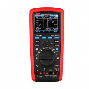 MT-DATA-UT181A: True RMS Datalogging Multimeter - TFT-LCD display up to 60000 accounts - DC and AC voltage measurement up to 1000V - DC and AC current measurement up to 10A - Resistance, capacitance, conductance measurement