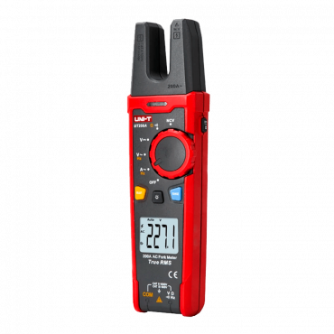 Fork-type clamp ammeter - LCD display of up to 6000 counts - Current measurement in AC up to 200A - DC and AC voltage measurement up to 1000V - High AC accuracy with True RMS function