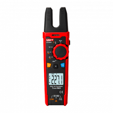 Fork-type clamp ammeter - LCD display of up to 6000 counts - Current measurement in AC up to 200A - DC and AC voltage measurement up to 1000V - High AC accuracy with True RMS function