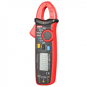 Mini clamp ammeter - LED display up to 6000 accounts - DC and AC measurement up to 600V / 60A - High AC accuracy with True RMS function - Resistance and capacitance measurement - Buzzer for continuity test