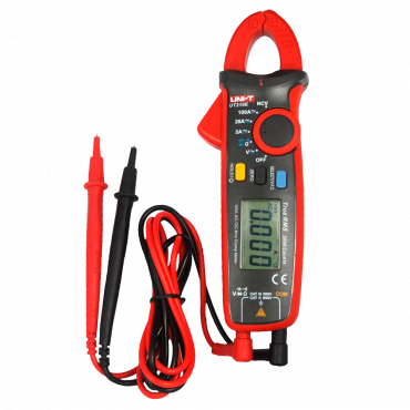 Mini clamp ammeter - LED display up to 6000 accounts - DC and AC measurement up to 600V / 60A - High AC accuracy with True RMS function - Resistance and capacitance measurement - Buzzer for continuity test