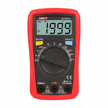 MT-MINIMULTIMETER-UT131A: Handheld Digital Multimeter - LCD display of up to 2000 counts - DC and AC voltage measurement up to 250V - DC and AC current measurement up to 10A - Resistance and capacitance measurement - Buzzer for continuity test