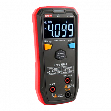 Digital multimeter with automatic identification - EBTN display up to 4000 accounts - DC and AC voltage measurement up to 600V - DC and AC current measurement up to 10A - Resistance and capacitance measurement