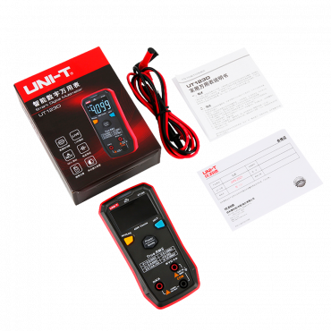 Digital multimeter with automatic identification - EBTN display up to 4000 accounts - DC and AC voltage measurement up to 600V - DC and AC current measurement up to 10A - Resistance and capacitance measurement