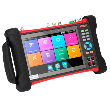 Multifunctional CCTV Tester - Supports HDTVI, HDCVI, AHD, CVBS and IP cameras (4K) - Colour LCD display 7" - Test of video, audio, UTP and TDR cables - Built-in battery 5000 mAh - WiFi connection / Digital multimeter