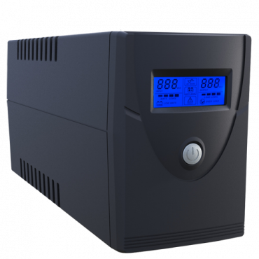 UPS600VA-2: Single-phase Line Interactive UPS - Power 600VA/360W - Input 220~240VAC / Output 230 VAC - 2 surge protected outputs - Recharge time 6~8 h - Sealed lead-acid battery (included)