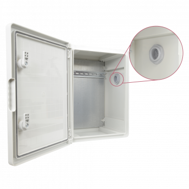 Polyester cupboard - Dimensions 40x30x22 cm - Degree of protection IP65 - Ventilation filter - Adjustable Din rail - Grey