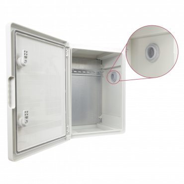 Polyester cupboard - Dimensions 40x30x17 cm - Degree of protection IP65 - Ventilation filter - Adjustable Din rail - Grey