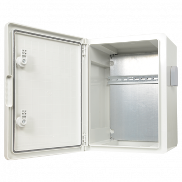 Polyester cupboard - Dimensions 40x30x22 cm - Degree of protection IP65 - Ventilation filter - Adjustable Din rail - Grey