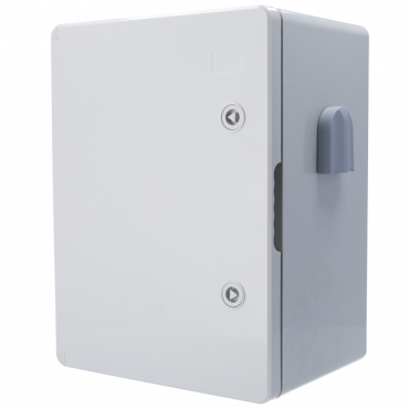 Polyester cupboard - Dimensions 40x30x22 cm - Degree of protection IP65 - Ventilation filter - Adjustable Din rail - Grey