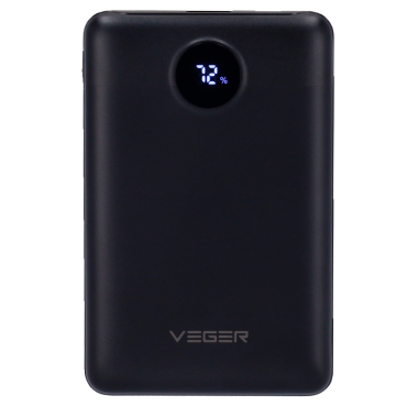 VEGER | Mini Power bank with LCD display | Capacity 10000mAh | 22.5W Fast charge | Micro USB, USB-C Inputs, USB-C ,USB-A Outputs | Loads 2 devices at a time