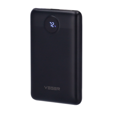 VEGER | Mini Power bank with LCD display | Capacity 10000mAh | 22.5W Fast charge | Micro USB, USB-C Inputs, USB-C ,USB-A Outputs | Loads 2 devices at a time
