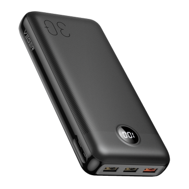 VEGER | Power bank with LCD display | 30000mAh Capacity | PD20W Fast charge | Mico USB, USB-C Inputs, 3 USB-A Outputs  | Loads 3 devices at a time