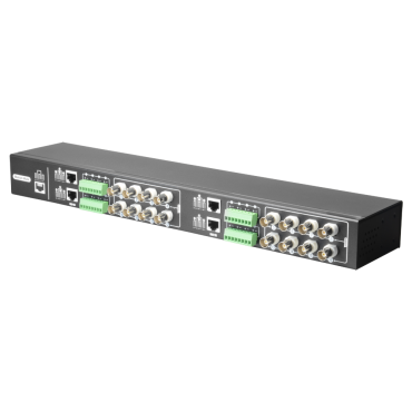 Video Balun 4N1 (HDTVI, HDCVI, AHD y CVBS) - 16 passive channels - Includes 16 BA612P-HAC - BNC and RJ45 connection - Range: 180 ~ 440 m