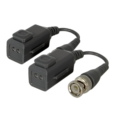 SAFIRE passive twisted pair transceiver with Splicing Button - Optimized for HDTVI, HDCVI, AHD and CVBS - 1 video channel - Passive, connector of 2 pins - Range: 150 ~ 500 m - 2 units