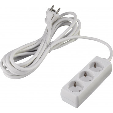 Table socket 3-way protective earth + 5.0 meters 3 x 1 qmm white