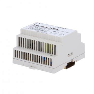 Power supply - DC output 12V 3A / 36W - Input voltage AC 100V ~ 240V 50Hz-60Hz - 97 (D) x 55 (H) x 88 (W) mm - DIN rail mounting - Protection: Overload/Overvoltage/Short Circuit