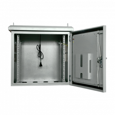 ack cabinet for wall - Up to 9U rack of 19" - Up to 100 kg load - With ventilation and cable passage - Includes 2 fans  - 8 Wiring inputs