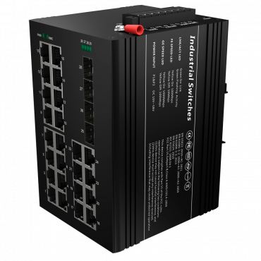 White Label PoE Switch - DIN Rail Mount - 24 Gigabit Ports + 4 Gigabit SFPs - 90W ports 1-2 23-24/30W ports 3-22 /Max 360W - IEEE802.3af/at/bt | PoE/PoE+/Hi-PoE - VLAN/STP/RSTP/MSTP/ERPS/SNMP/ACL - Static LAG/IGMP Snooping/DHCP Snoop/802.1x